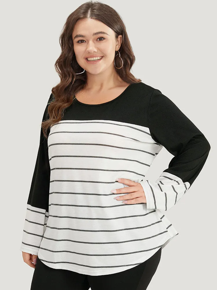 Striped Contrast Patchwork T-shirt sold by Bloomchic product image thumbnail 3