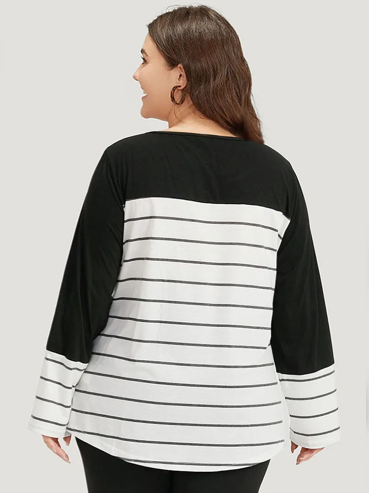 Striped Contrast Patchwork T-shirt sold by Bloomchic product image thumbnail 4