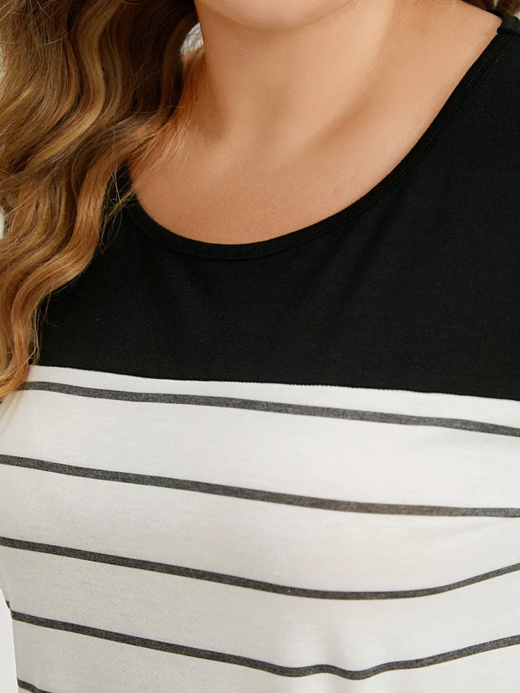 Striped Contrast Patchwork T-shirt sold by Bloomchic product image thumbnail 5