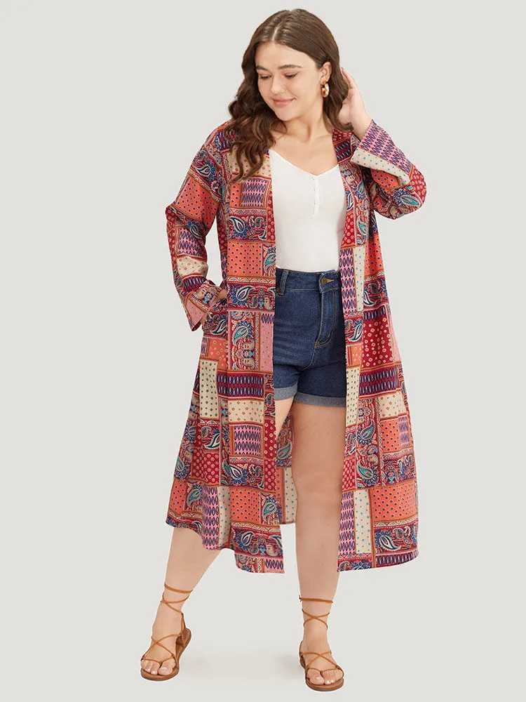 Halloween Bandana Print Open Front Pocket Maxi Kimono sold by Bloomchic product image thumbnail 4