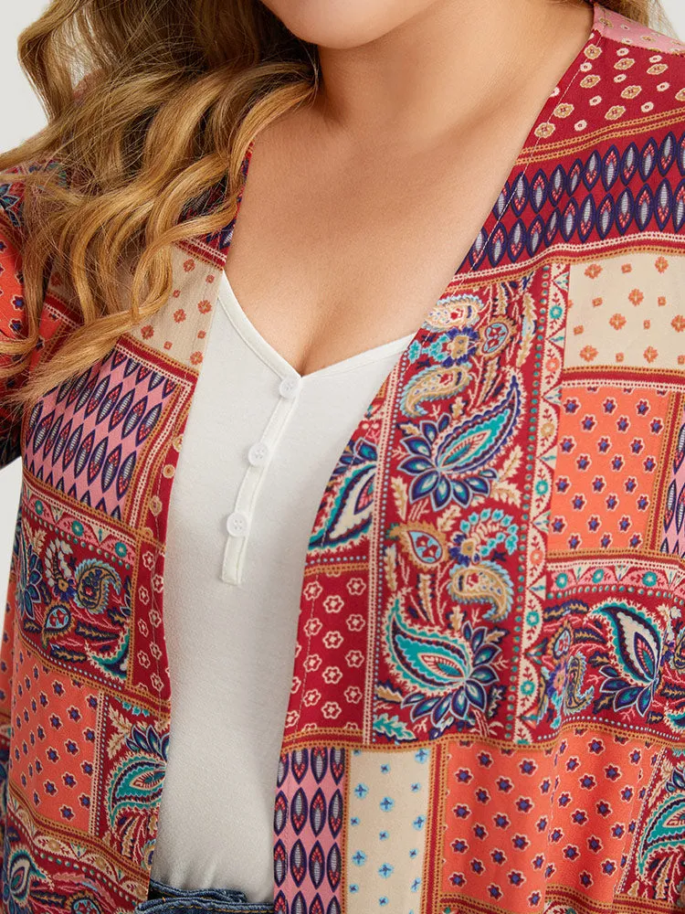 Halloween Bandana Print Open Front Pocket Maxi Kimono sold by Bloomchic product image thumbnail 5