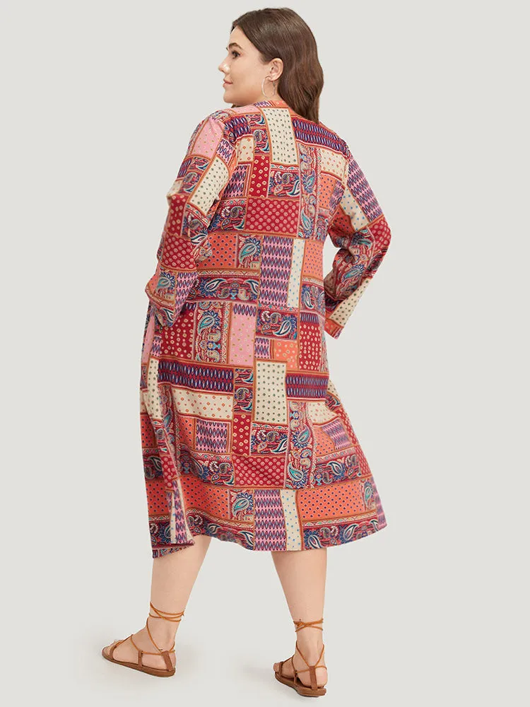 Halloween Bandana Print Open Front Pocket Maxi Kimono sold by Bloomchic product image thumbnail 2