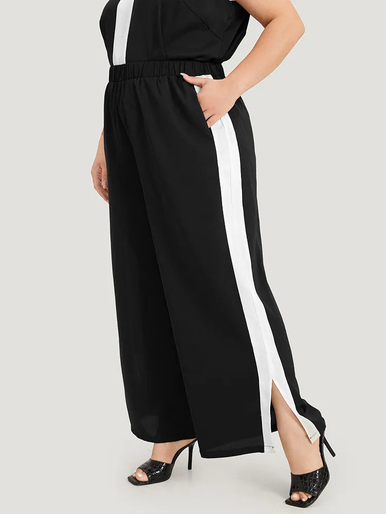 Contrast Pocket Elastic Waist Split Hem Pants sold by Bloomchic product image thumbnail 3