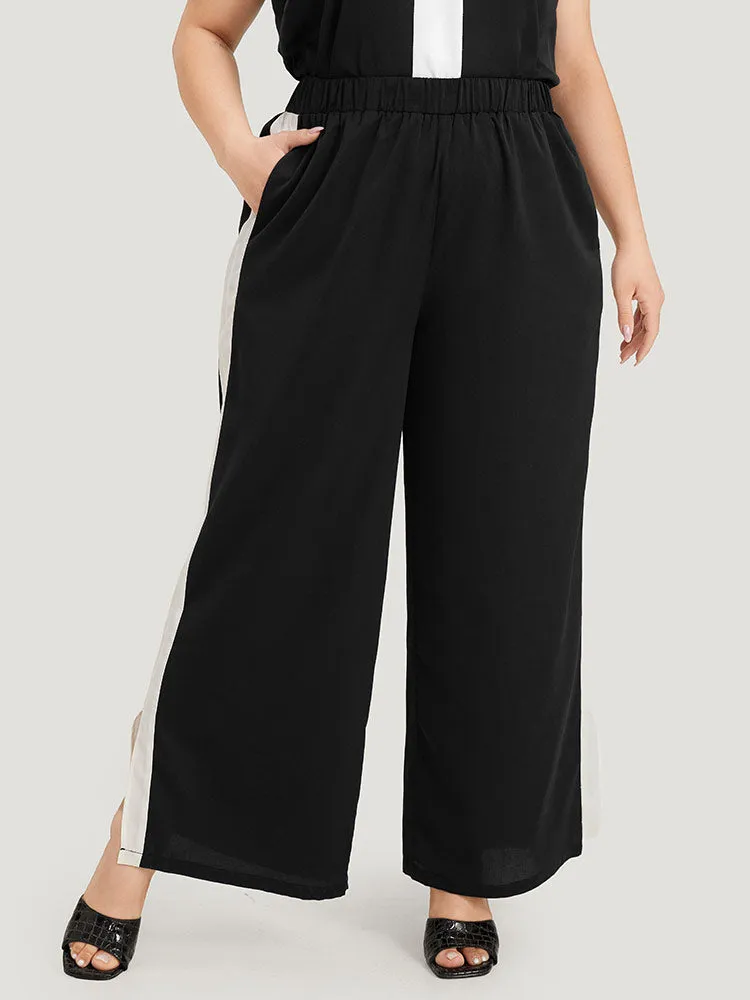 Contrast Pocket Elastic Waist Split Hem Pants sold by Bloomchic