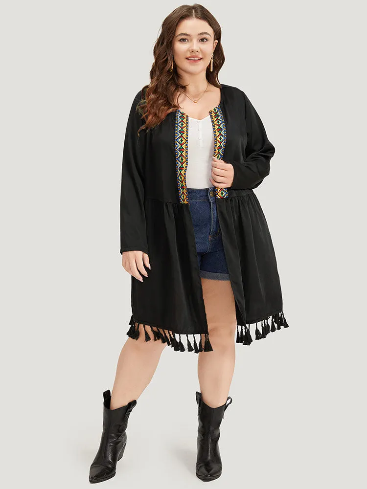 Bandana Print Tassels Trim Open Front Kimono sold by Bloomchic product image thumbnail 4