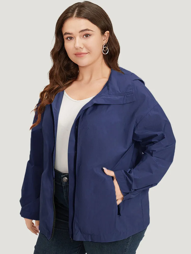 Plain Hooded Pocket Zipper Fly Jacket sold by Bloomchic product image thumbnail 3