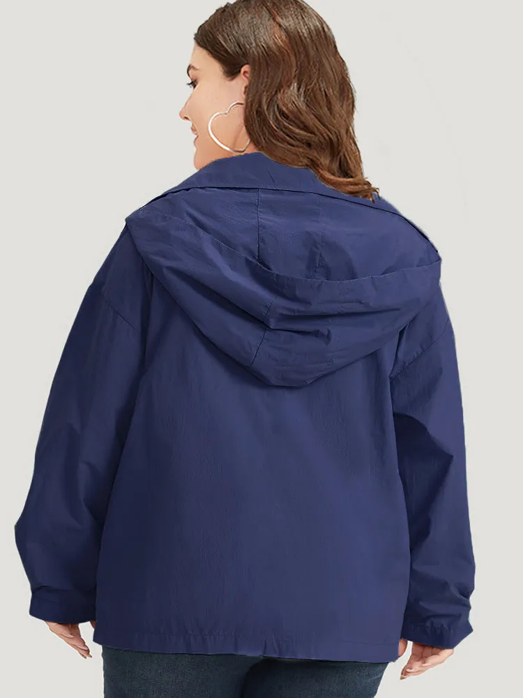 Plain Hooded Pocket Zipper Fly Jacket sold by Bloomchic product image thumbnail 2