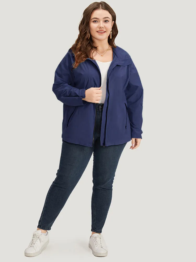 Plain Hooded Pocket Zipper Fly Jacket sold by Bloomchic product image thumbnail 4