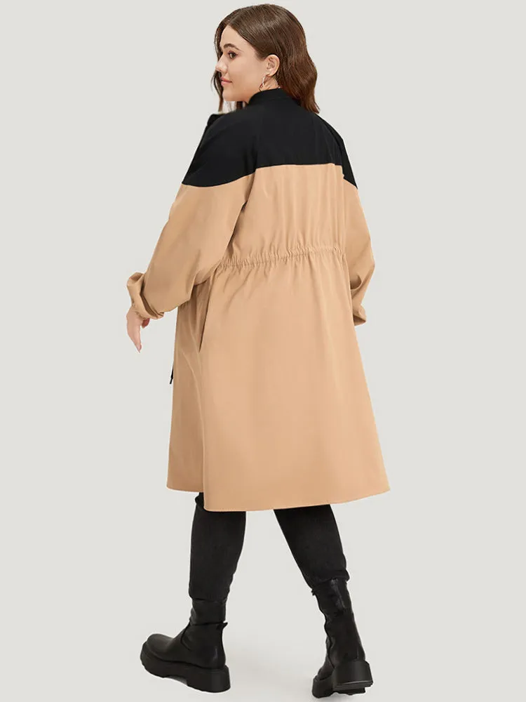 Two Tone Drawstring Stand Collar Trench Coat sold by Bloomchic product image thumbnail 2