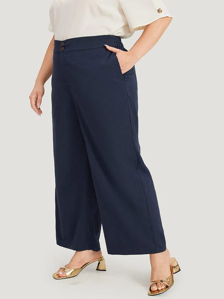 Solid Button Up Pocket Wide leg High Rise Pants sold by Bloomchic product image thumbnail 2