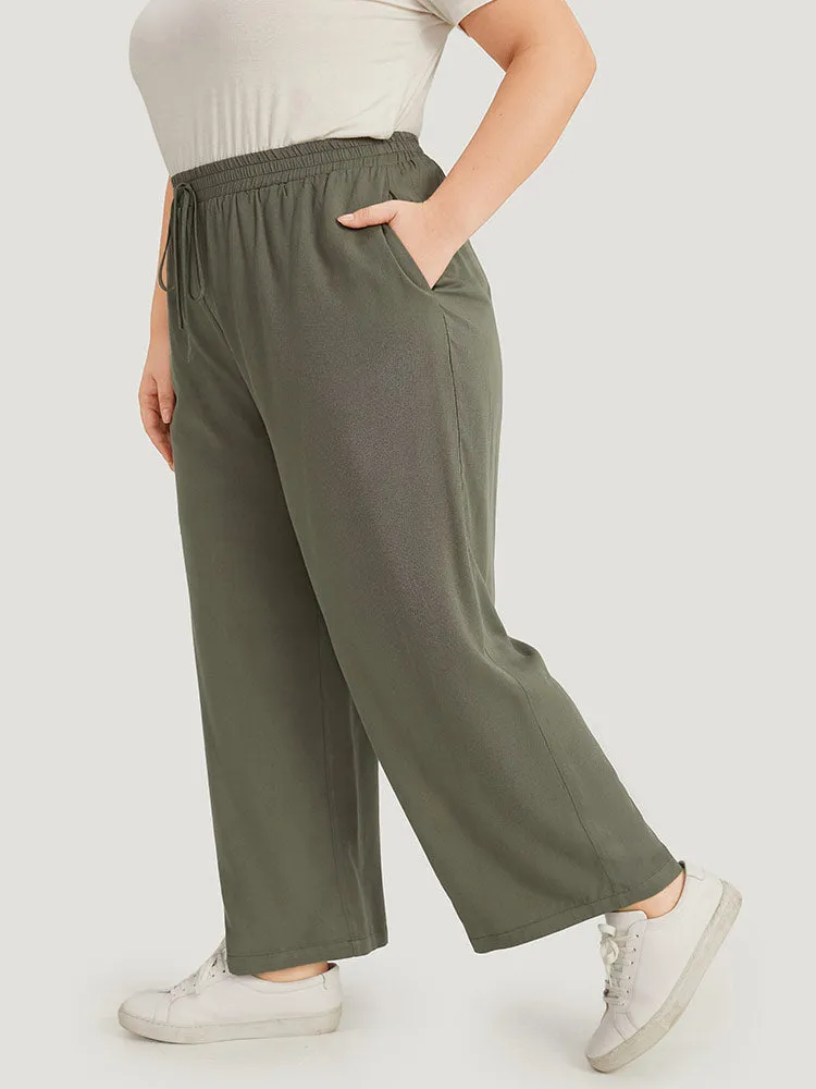 Solid Elastic Waist Pocket Ties Pants sold by Bloomchic product image thumbnail 2