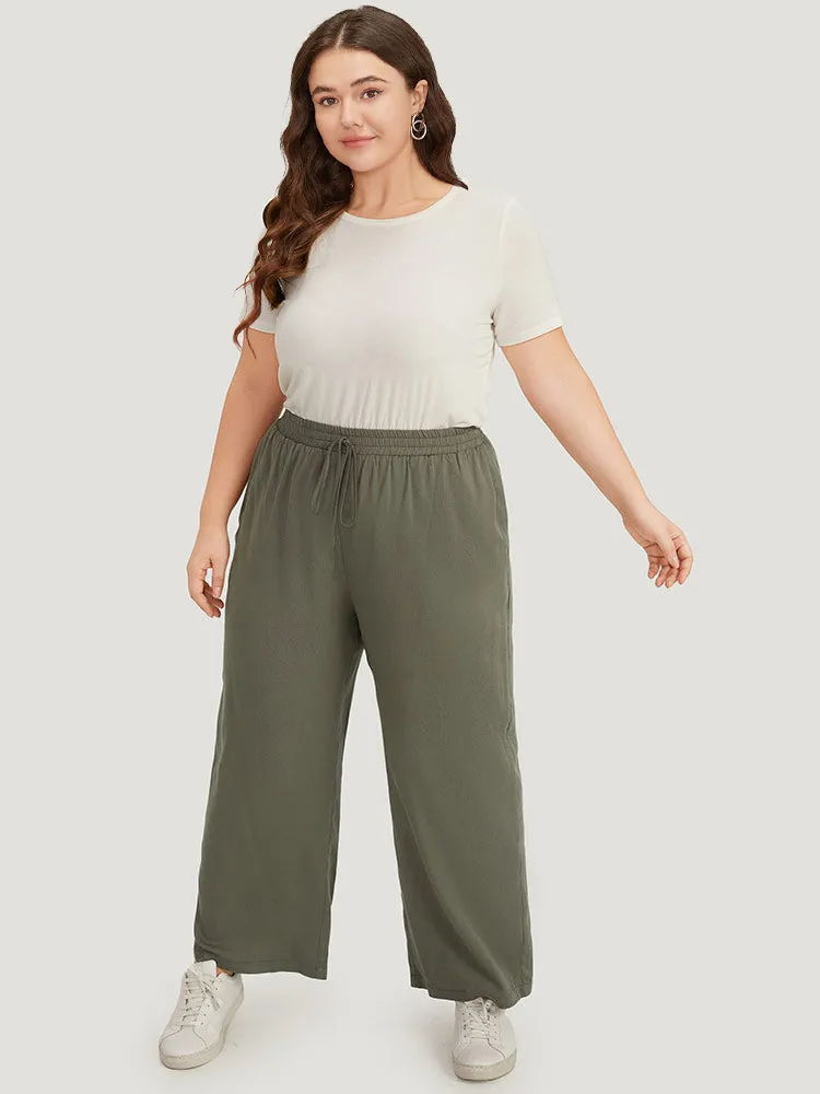 Solid Elastic Waist Pocket Ties Pants sold by Bloomchic product image thumbnail 3