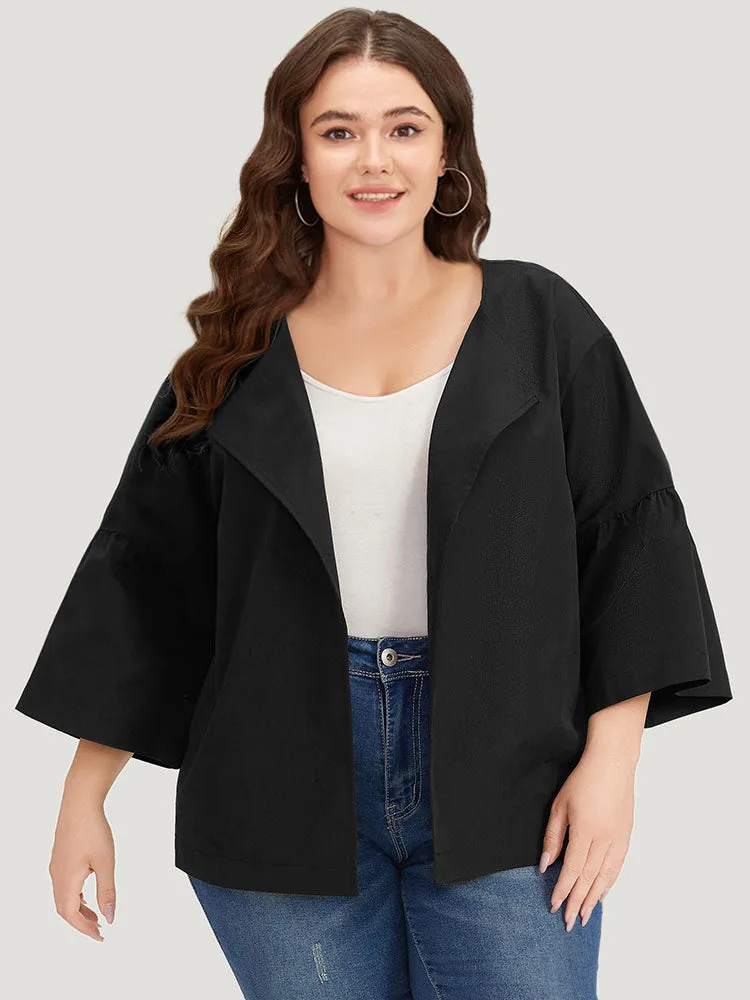 Halloween Plain Lapel Collar Ruffle Trim Open Front Jacket sold by Bloomchic