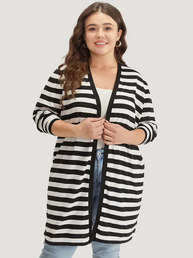 Striped Open Front Drop Shoulder Tunic Cardigan sold by Bloomchic product image thumbnail 3