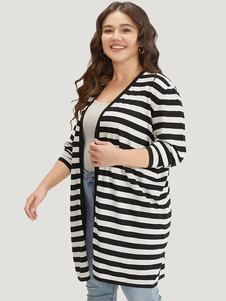 Striped Open Front Drop Shoulder Tunic Cardigan sold by Bloomchic product image thumbnail 4