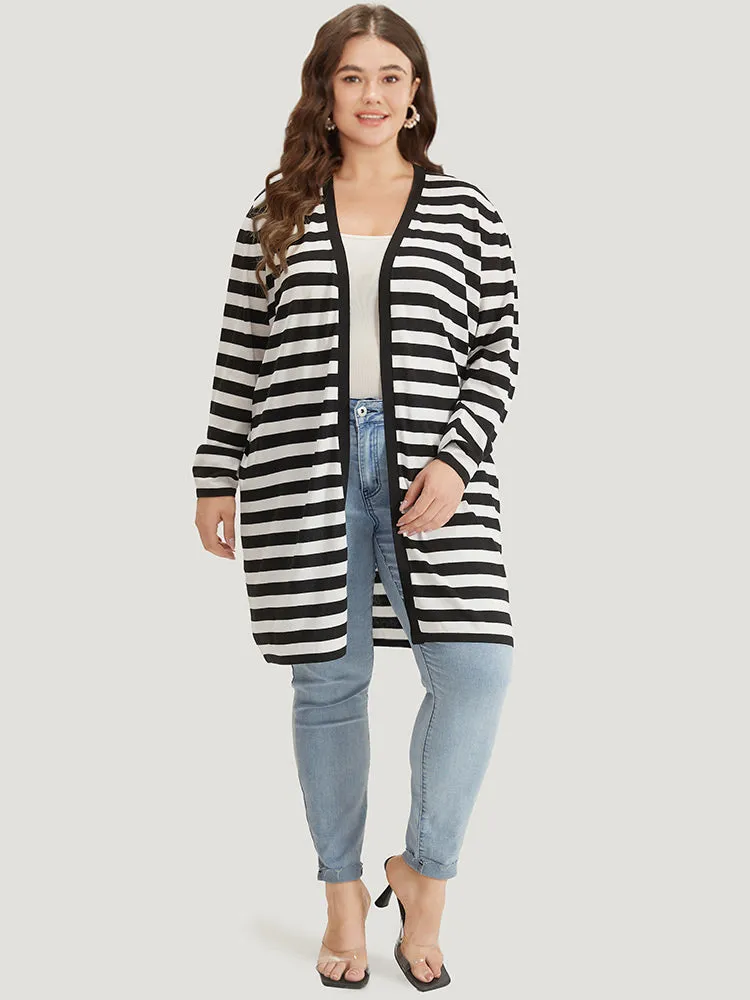 Striped Open Front Drop Shoulder Tunic Cardigan sold by Bloomchic product image thumbnail 5