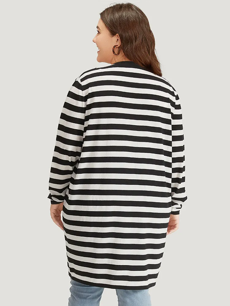 Striped Open Front Drop Shoulder Tunic Cardigan sold by Bloomchic product image thumbnail 2