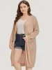 Solid Patched Pocket Open Front Breathable Maxi Cardigan sold by Bloomchic