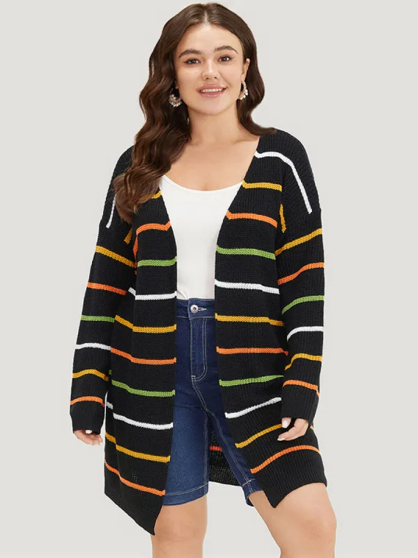 Contrast Striped Open Front Loose Cardigan sold by Bloomchic