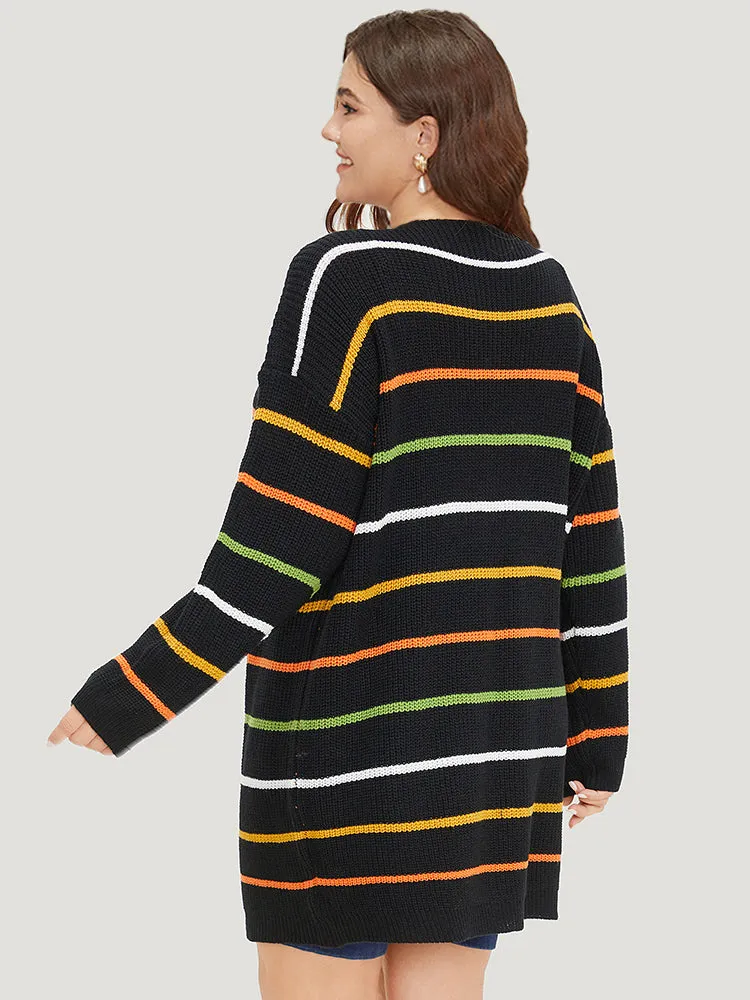 Contrast Striped Open Front Loose Cardigan sold by Bloomchic product image thumbnail 2