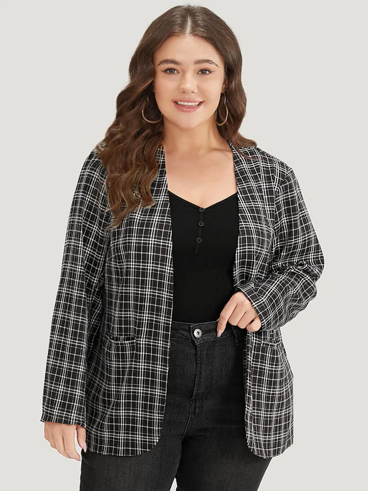 Plaid Pocket Open Front Blazer sold by Bloomchic product image thumbnail 5