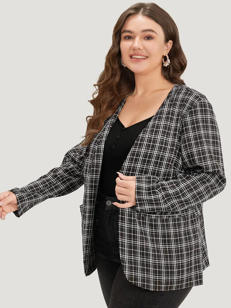 Plaid Pocket Open Front Blazer sold by Bloomchic product image thumbnail 3