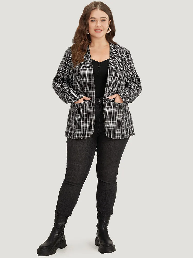 Plaid Pocket Open Front Blazer sold by Bloomchic product image thumbnail 4
