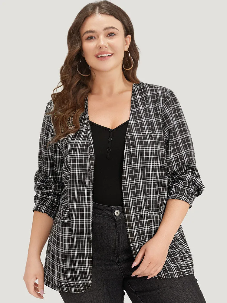 Plaid Pocket Open Front Blazer sold by Bloomchic