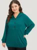 Plain Button Up Pocket Hooded Raglan Sleeve Sweatshirt sold by Bloomchic