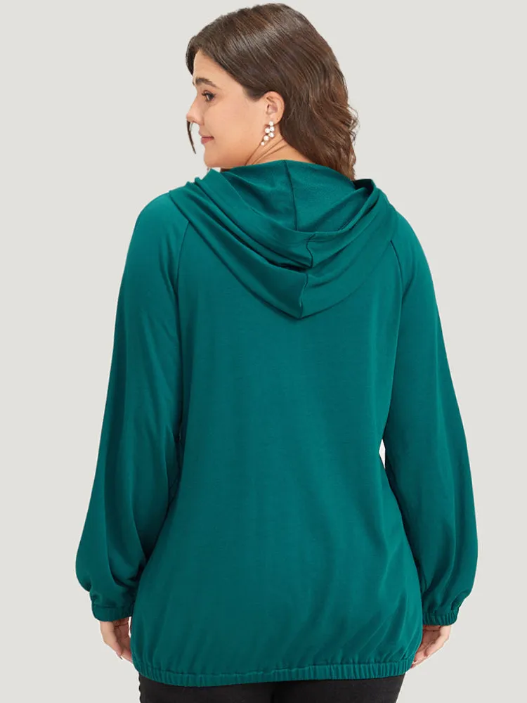 Plain Button Up Pocket Hooded Raglan Sleeve Sweatshirt sold by Bloomchic product image thumbnail 3
