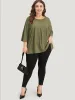 Plain Pleated Detail Bell Sleeve Blouse sold by Bloomchic