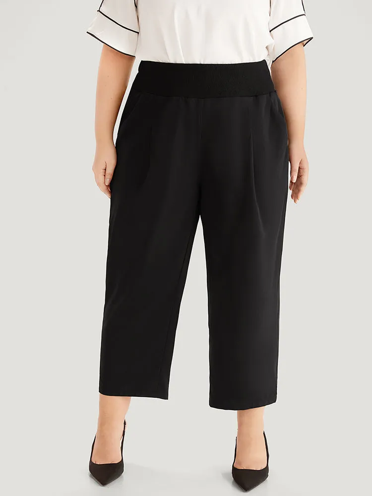 Plain Pleated Pocket Wideband Waist Pants sold by Bloomchic
