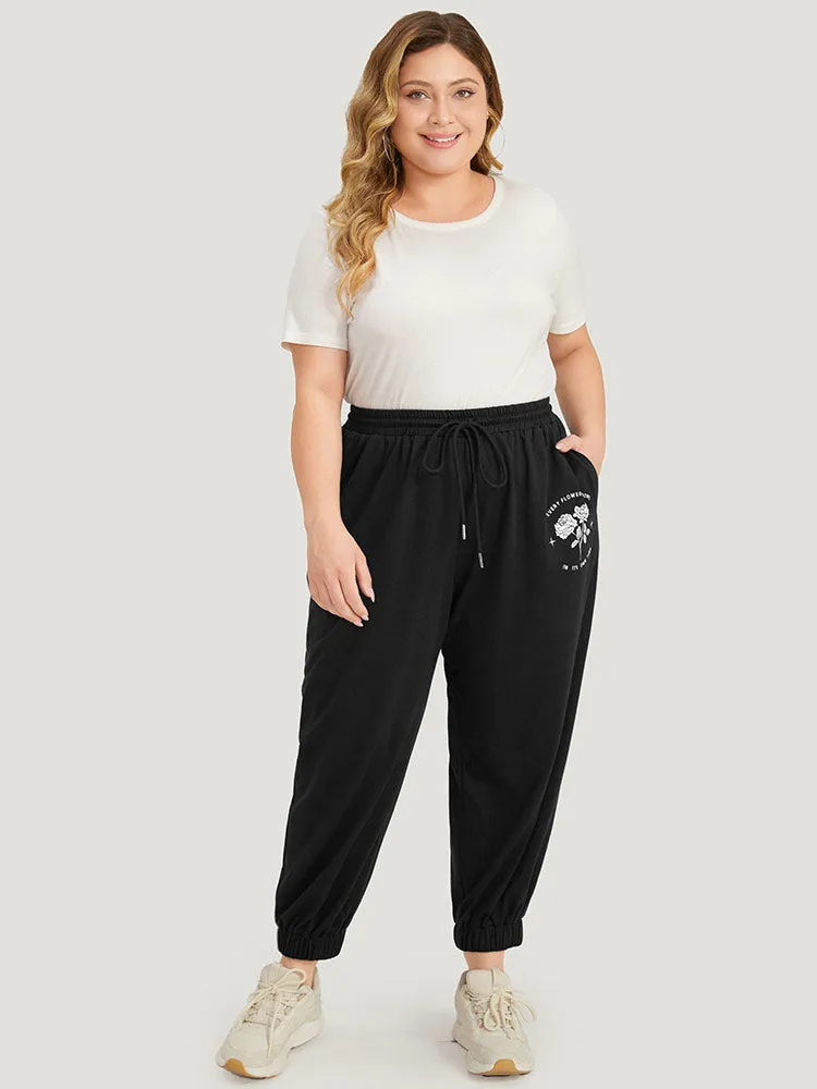 Floral Print Drawstring Elastic Waist Pocket Sweatpants sold by Bloomchic product image thumbnail 3