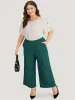 Solid Pleated Button Detail Straight Leg Pants sold by Bloomchic