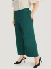 Solid Pleated Button Detail Straight Leg Pants sold by Bloomchic