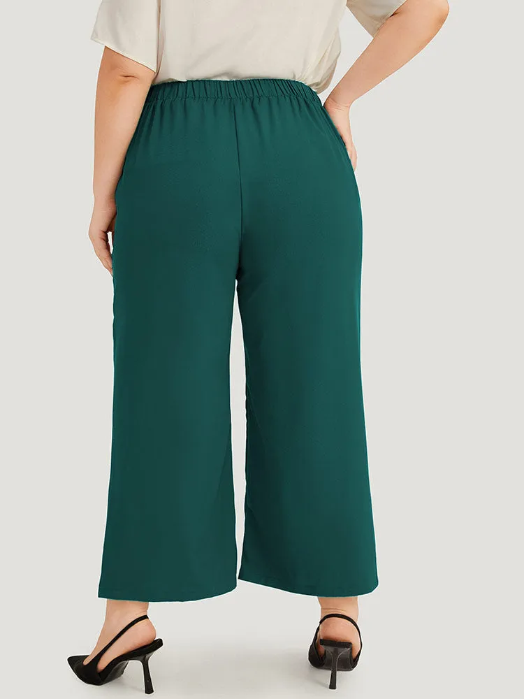 Solid Pleated Button Detail Straight Leg Pants sold by Bloomchic product image thumbnail 4