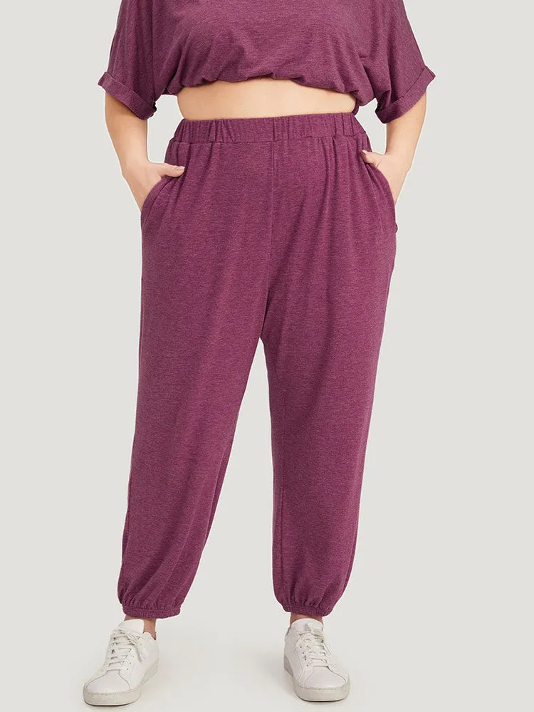 Solid Pocket Elastic Waist Pants sold by Bloomchic