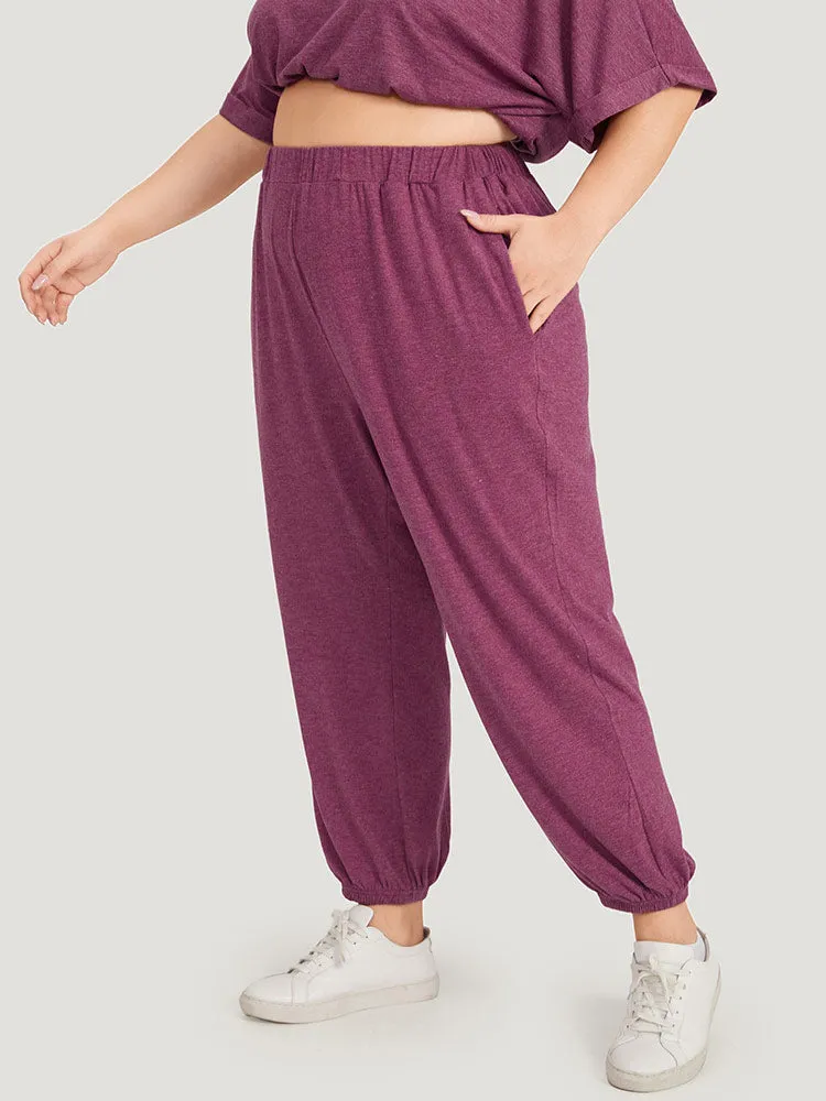 Solid Pocket Elastic Waist Pants sold by Bloomchic product image thumbnail 3