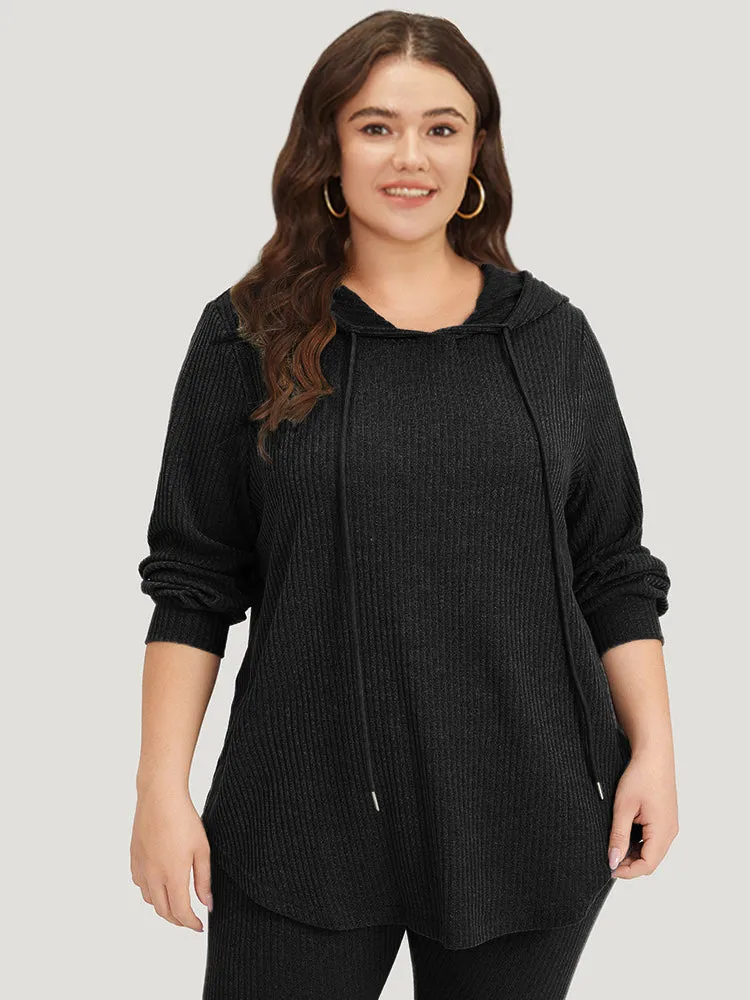 Rib Knit Hooded Ties T-shirt sold by Bloomchic