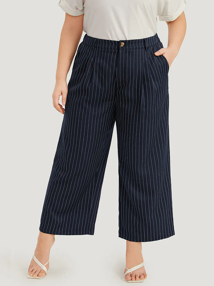 Striped Pocket Loose Pleated Button Fly Pants sold by Bloomchic