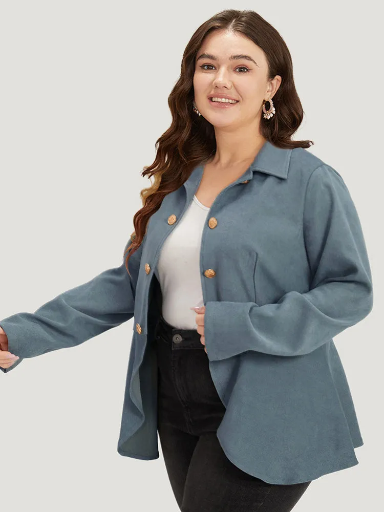 Plain Metal Button Detail Asymmetrical Hem Pleated Jacket sold by Bloomchic product image thumbnail 3