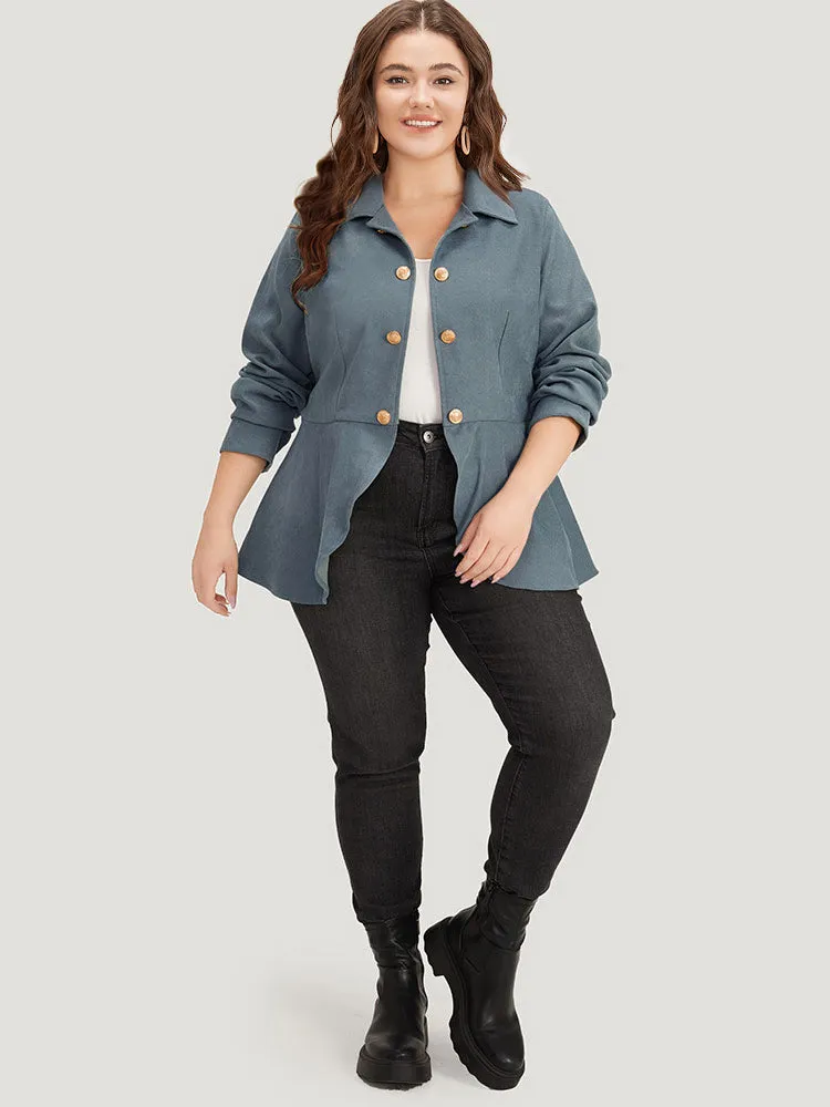 Plain Metal Button Detail Asymmetrical Hem Pleated Jacket sold by Bloomchic product image thumbnail 4