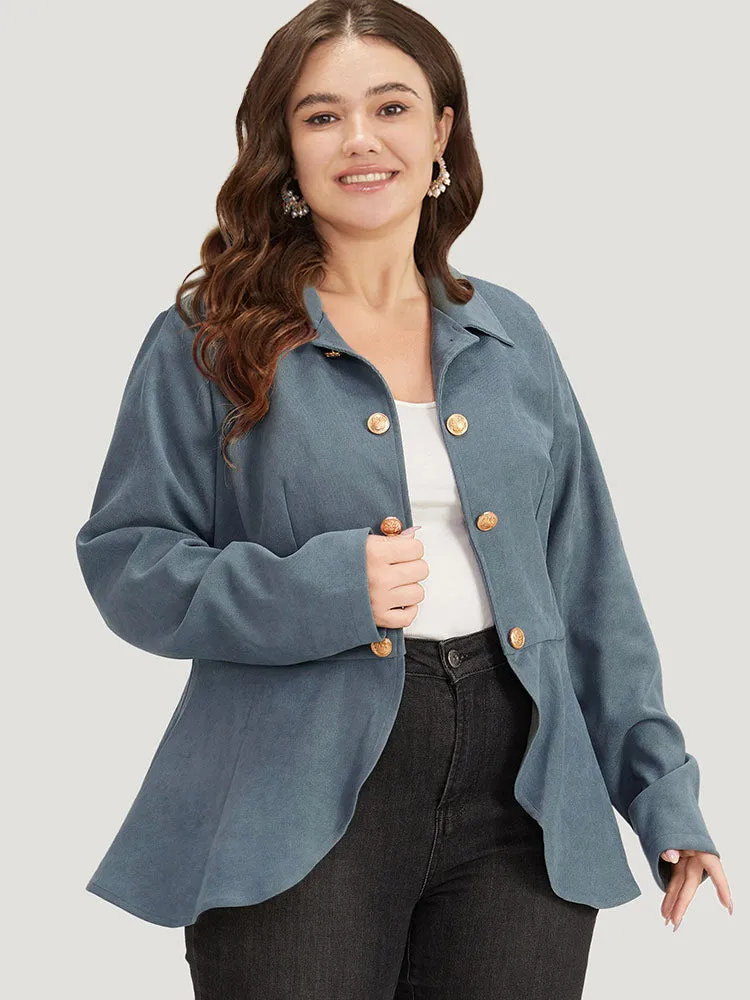 Plain Metal Button Detail Asymmetrical Hem Pleated Jacket sold by Bloomchic product image thumbnail 5