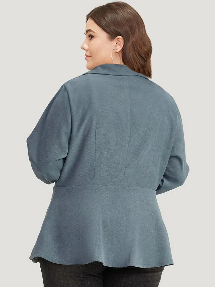 Plain Metal Button Detail Asymmetrical Hem Pleated Jacket sold by Bloomchic product image thumbnail 2