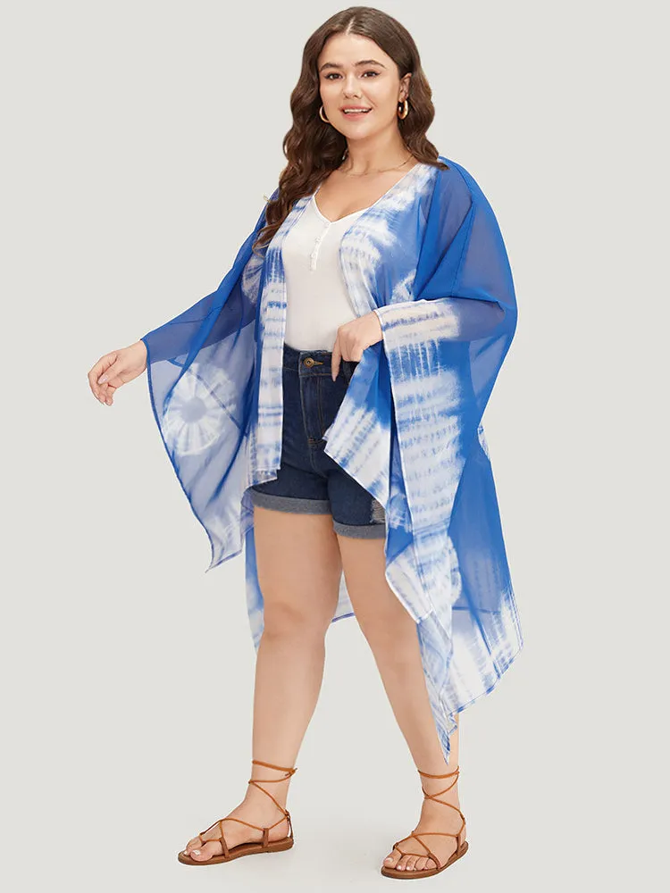 UltraCool Tie Dye Asymmetrical Hem Open Front Kimono sold by Bloomchic product image thumbnail 4