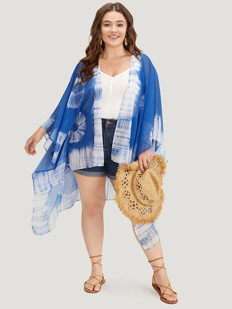 UltraCool Tie Dye Asymmetrical Hem Open Front Kimono sold by Bloomchic