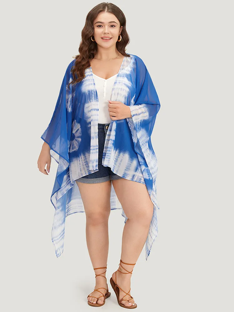 UltraCool Tie Dye Asymmetrical Hem Open Front Kimono sold by Bloomchic product image thumbnail 2