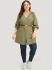 Plain Contrast Lace Lantern Sleeve Button Fly Coat sold by Bloomchic