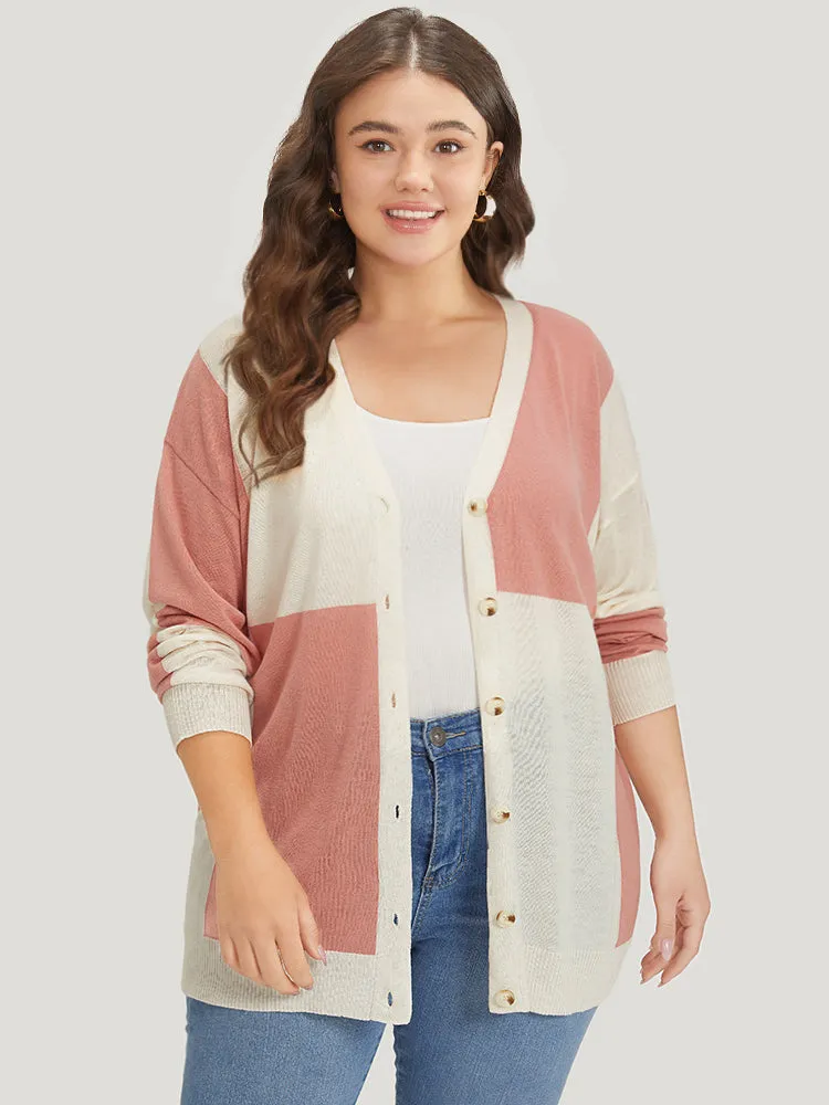 Supersoft Essentials Colorblock Two Tone Button Up Cardigan sold by Bloomchic