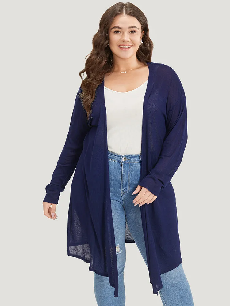 Supersoft Essentials Plain Asymmetrical Hem Open Front Cardigan sold by Bloomchic